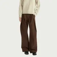 【昊沈专属】Stay the Night 工字褶斜纹棉A字廓形弯刀长裤通勤休闲