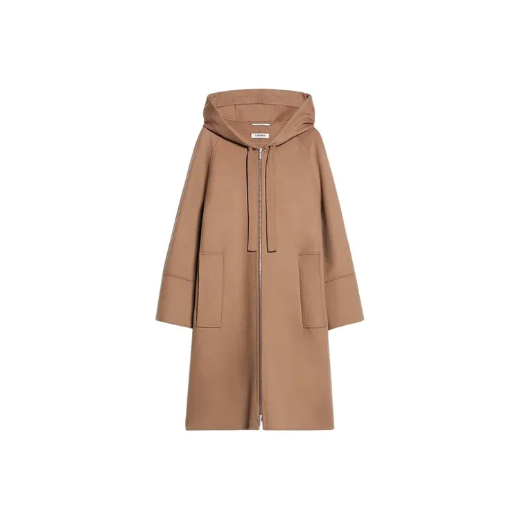 未使用 MaxMara 纯色连帽中长款大衣 女款 驼色 ZC