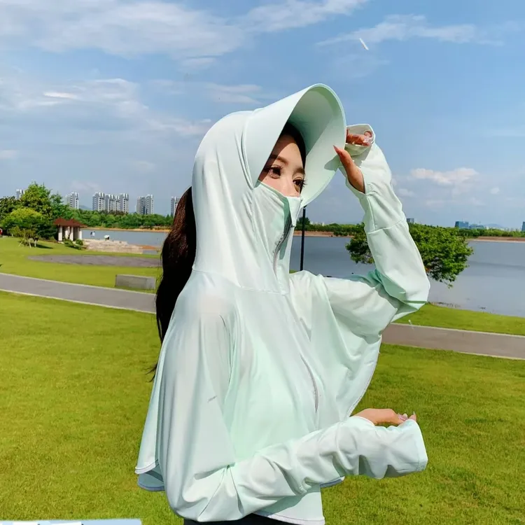 冰丝防晒衣长袖女款夏季薄款夏天防晒服户外骑行防紫外线短款宽松