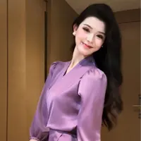 【小镇集会】668款气质设计感绑带显瘦V领上衣百搭半身裙两件套套装