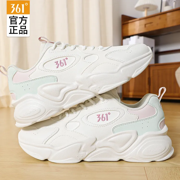 361°女鞋运动鞋女款冬季新款皮面防泼水跑步鞋子减震厚底百搭跑鞋