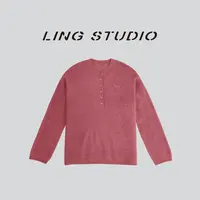 LING/STUDIO『朦胧倩影』拉绒时尚慵懒风宽松圆领套头毛衣5091427
