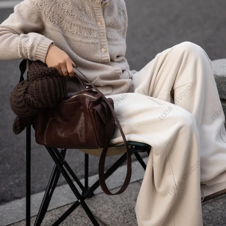 LIXIA【轻逸随性】休闲慵懒风加绒弯刀长裤休闲裤-D10289