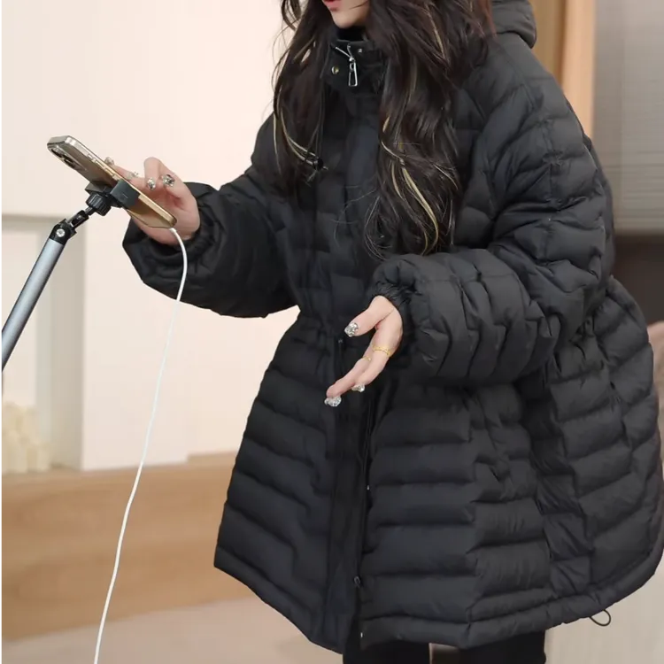 museguhui/木色古汇251121#轻薄排骨连帽百搭休闲冬季羽绒服