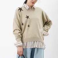 【MonTendre】秋冬新款 L  休闲百搭V领复古立体刺绣针织衫