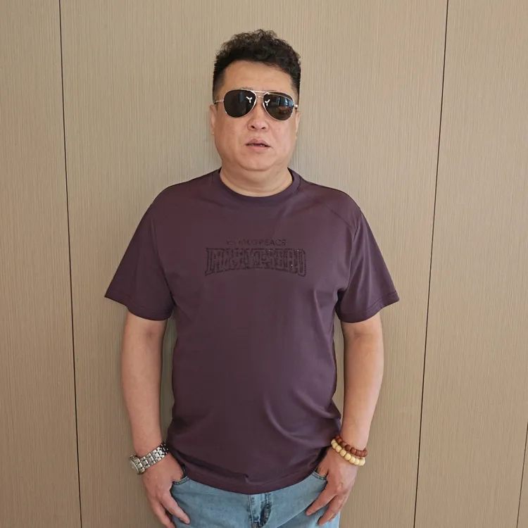  男士时尚夏季胖子加大舒适百搭透气休闲圆领短袖T恤衫大码男装FP