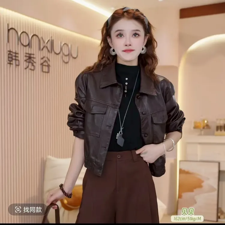 2025新款皮衣外套女短款小个子机车服夹克上衣潮款宽松显瘦气质款