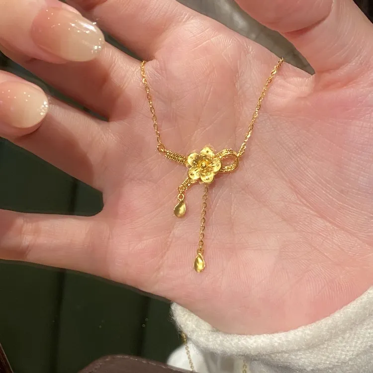柯柒 钛钢项链 繁花桃花蝴蝶结项链女轻奢小众高级设计百搭锁骨链