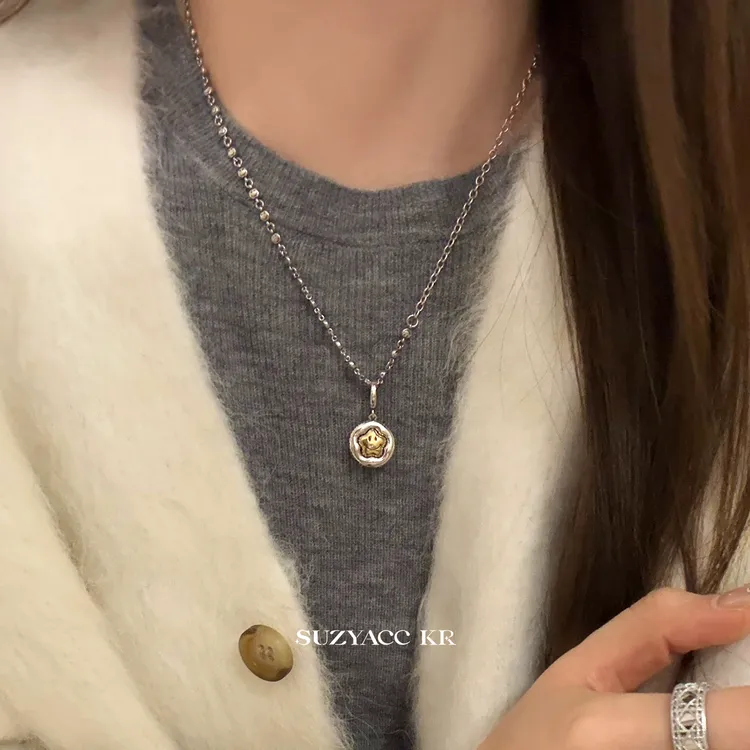Suzyacc Kr 坠链均925银 笑脸【太阳花】项链手工气质轻奢X1110