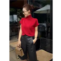 【娇娇私服定制】新款百搭高领半袖针织打底90806#