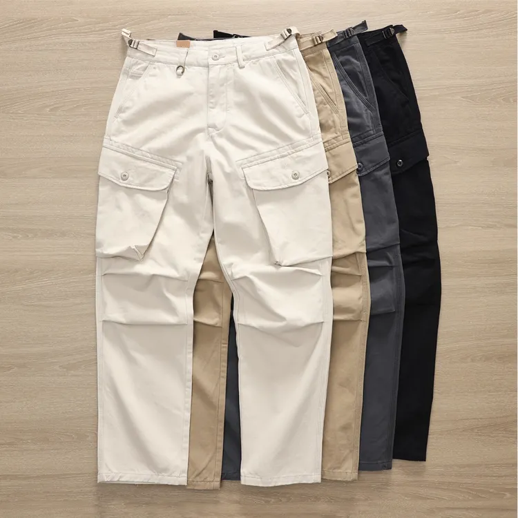 8677秋冬重磅厚款纯棉工装裤男宽松直筒多口袋休闲裤美式潮流长裤