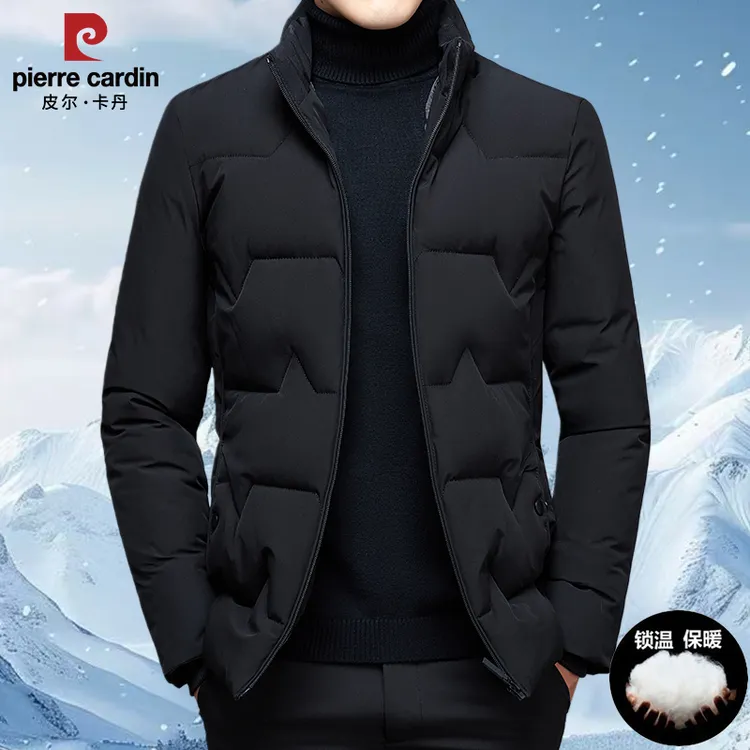 正品皮尔卡丹冬季新款高档男士立领棉袄加厚保暖防风棉服外套男装