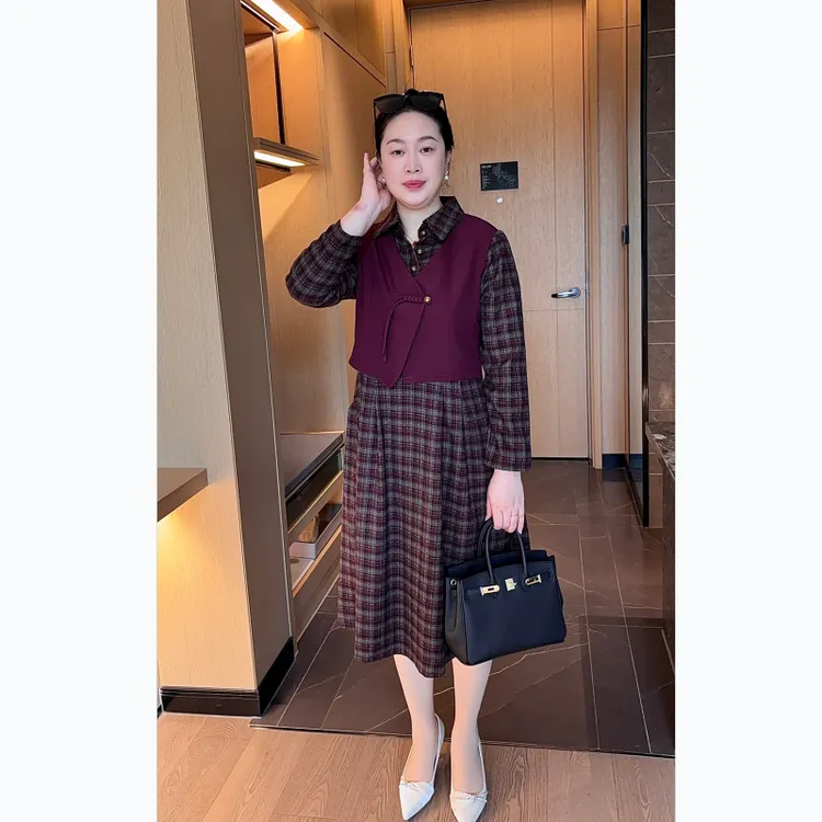妈妈秋装时尚两件套连衣裙女2025新款高贵喜婆婆婚宴礼服平时可穿