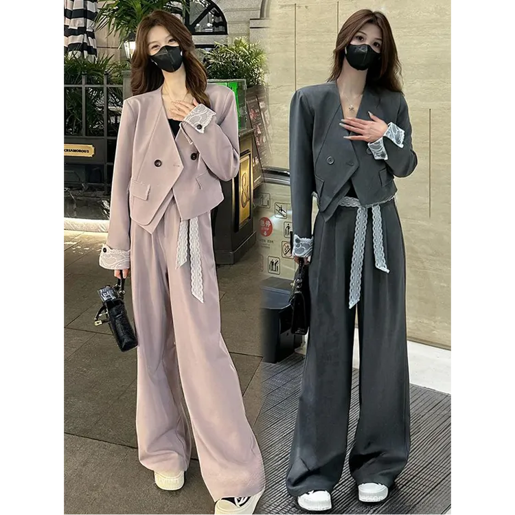 时尚套装女2025秋季新款时髦洋气设计感西装外套阔腿裤气质两件套