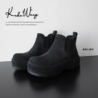 KOKO WANG秋冬新款绒面真皮厚底一脚蹬舒适百搭小皮鞋X3435G24X08