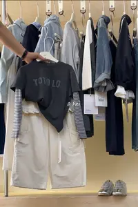 AF- 077  高货百搭袖条纹假两件打底