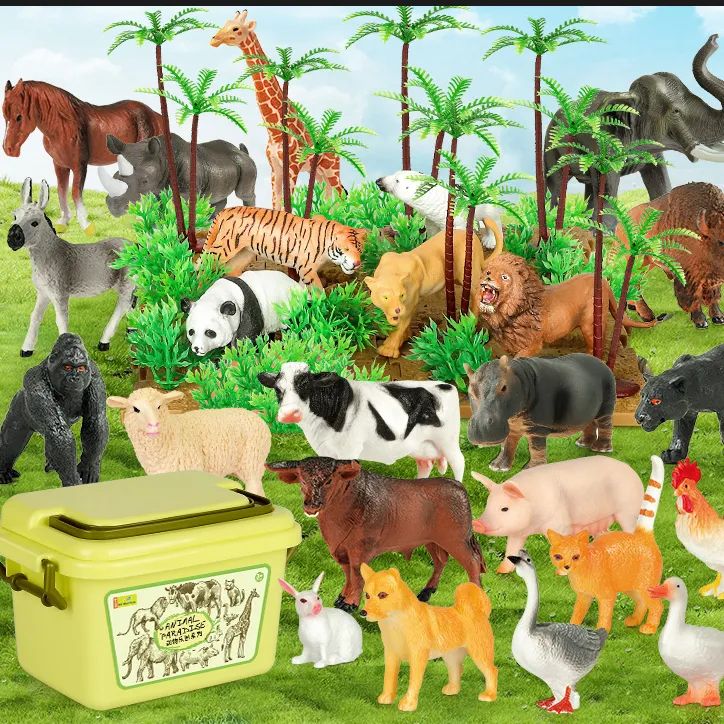 Nukied纽奇3D仿真农场野生动物模型儿童玩具早教
