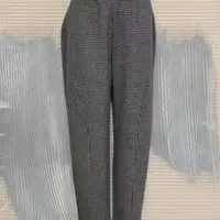 秋季新款中老年妈妈装休闲直筒裤格子930