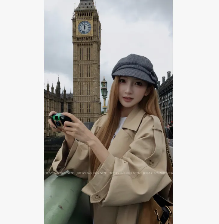 【CHASINGLIGHT】|英国留学生风衣|短款翻领风衣 休闲百搭高级W2819