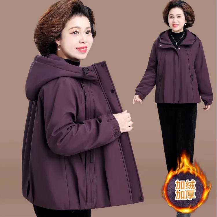 妈妈派克服女秋冬加绒加厚新款2025年中老年冬装棉服中年秋装棉衣