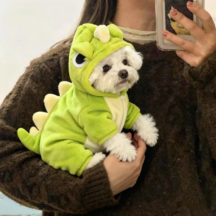 狗狗衣服秋冬恐龙变身装比熊泰迪博美小型犬四脚衣可牵引猫咪衣服