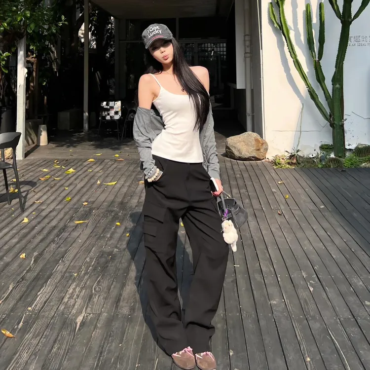 新款小众炸街高级感女装内搭吊带背心时尚简约开衫百搭休闲阔腿裤