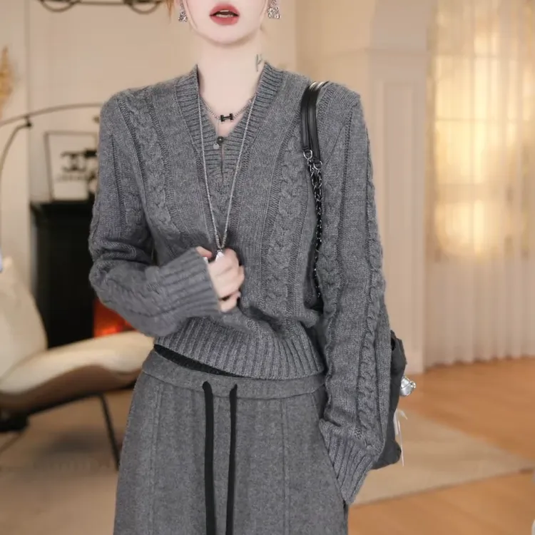 秋冬厚毛衣打底衫长袖宽松慵懒风显瘦简约百搭复古上衣LK2508776