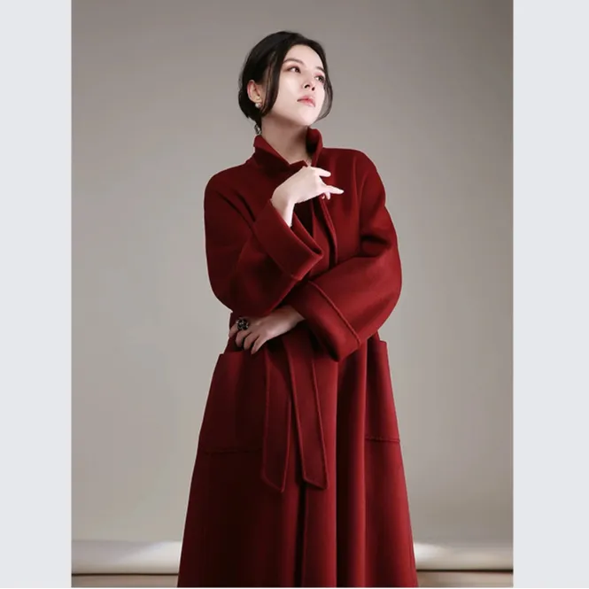 【张恒专场】秋冬经典M家气质双面呢中长款秋冬水波纹外套601