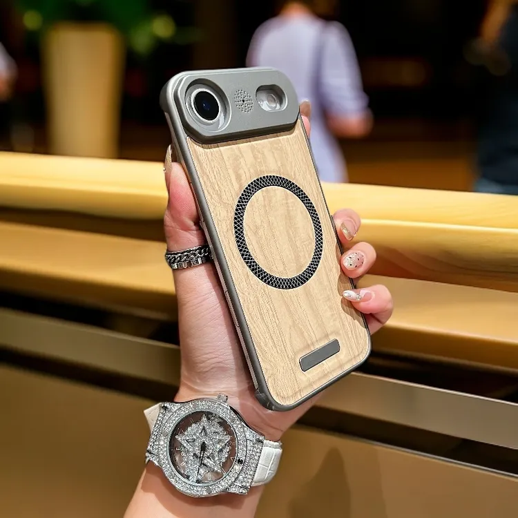 木纹适用17苹果手机壳16无边框15强磁吸手机壳14散热1314高颜值13