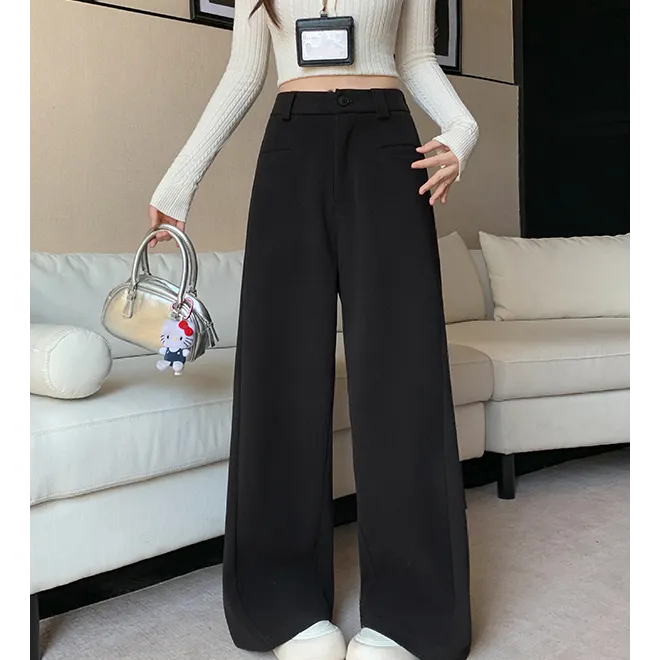 【wy】2025大码女装新款秋冬气质西装裤百搭加厚保暖毛呢长裤3828