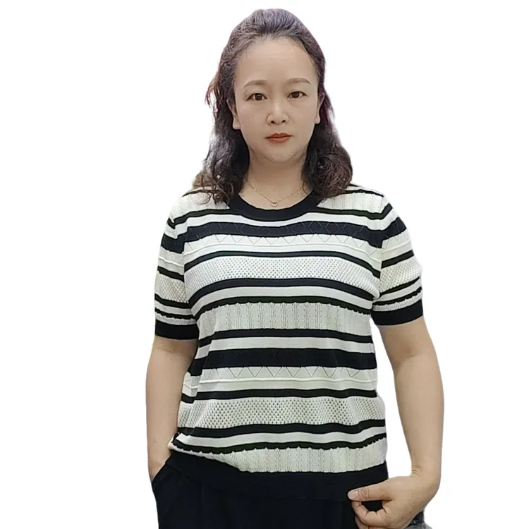 女装棉质短袖针织衫修身款春夏毛衫上衣