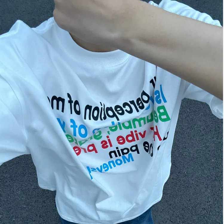 新款美式高街ins彩色字母印花短袖t恤男夏季宽松重磅圆领情侣上衣