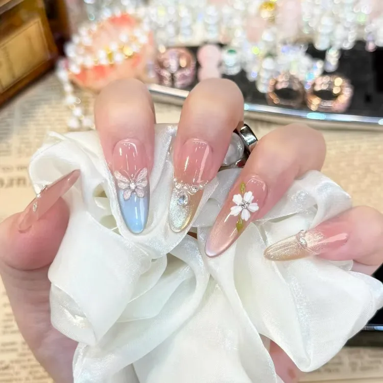 【花蝴蝶】时尚清新纯欲高级感成品美甲穿戴式手工穿戴甲