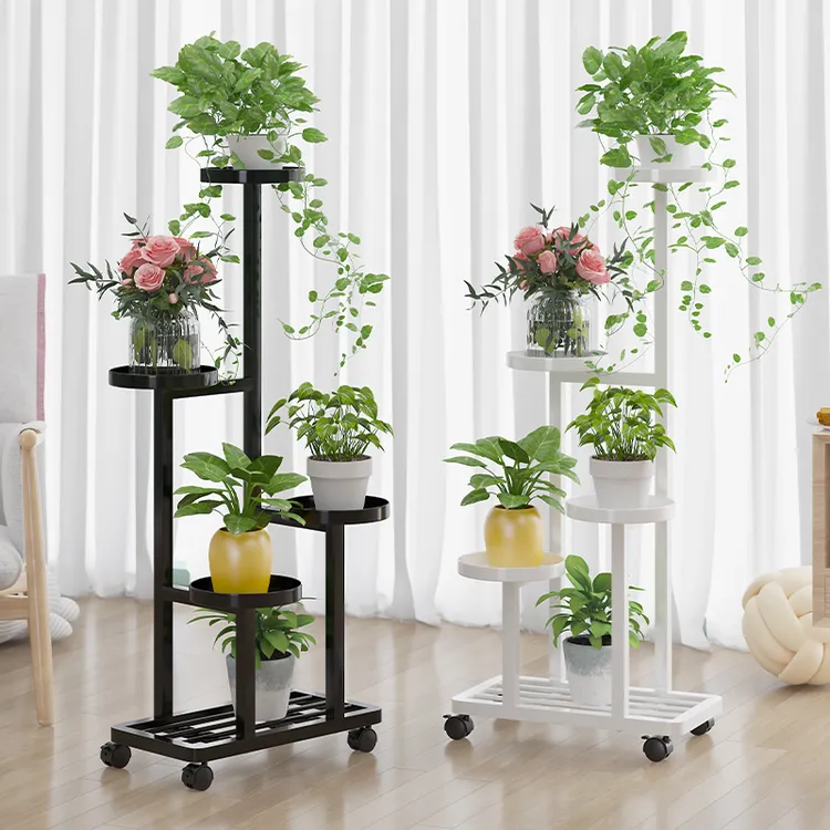 客厅落地式花架子多层新款2025高档大气室内绿萝带轮阳台置物架商品图