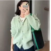特！门店31&9！慵懒风极简风长袖开衫绵羊毛女式毛针织衫 Z00781