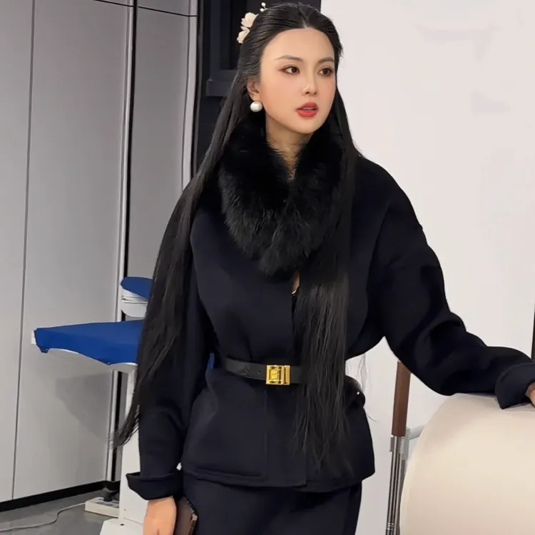 魏元高定/极简羊绒老钱风时尚纯色套装-1072