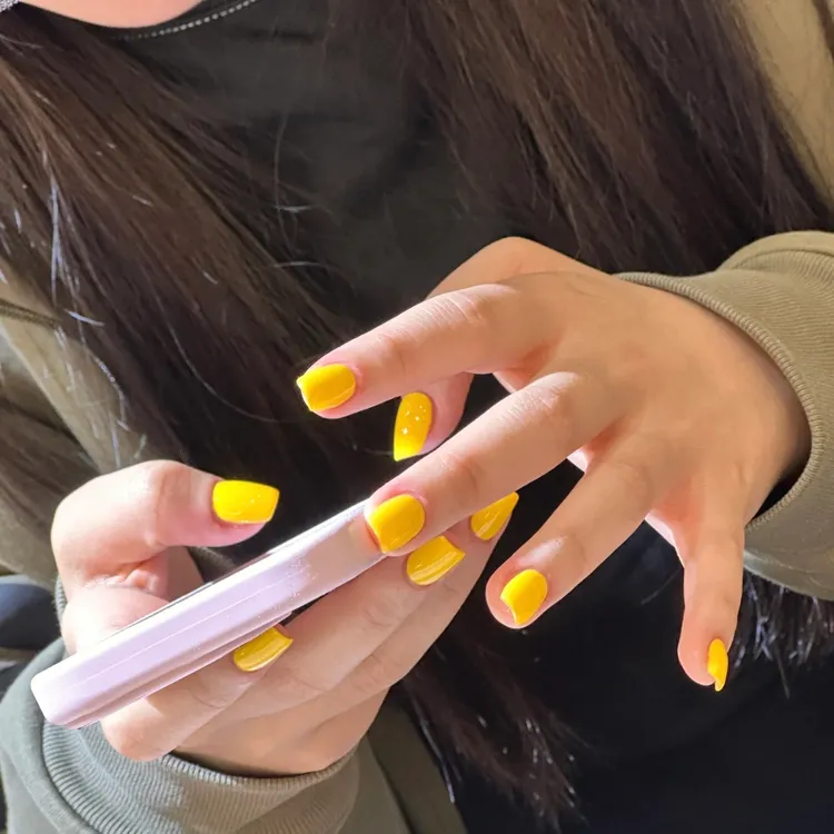 现货【奶油黄色】柠檬黄纯色轻奢纯手工穿戴甲显白美甲（送工具包）