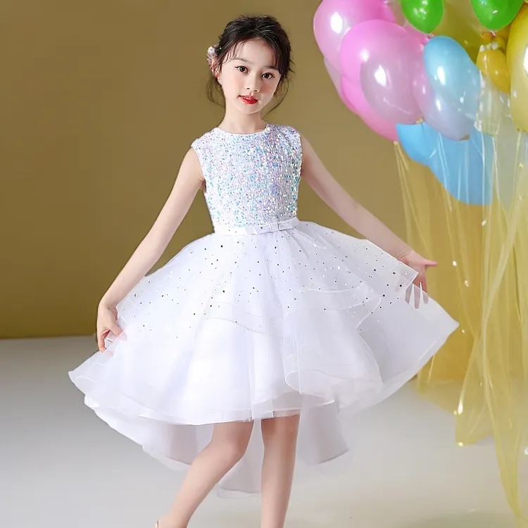 女童公主礼服裙夏季生日宴礼服裙网纱裙连衣裙走秀演出服小主持人