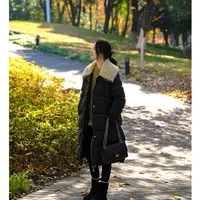 【MEINLY CHEN】【黑白协奏】高端设计师款中长款休闲鹅绒服8250006