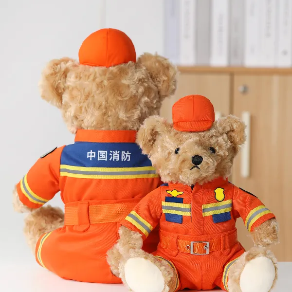 蜀黍家【消防小熊】现货正版公仔可爱毛绒玩具送蓝朋友生日礼物小熊