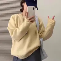 慵懒风圆领套头毛衣女秋冬新款低领宽松小标高级感软糯内搭针织衫
