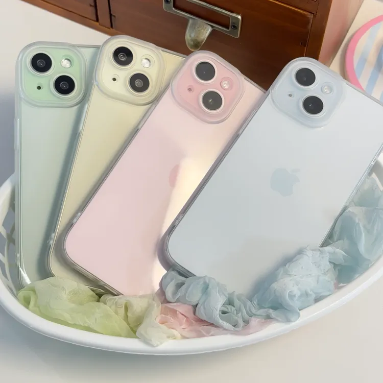 简约透白加厚镜头15promax新款iPhone16plus亲肤手机壳适用14/13