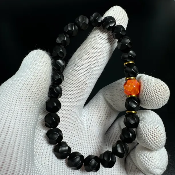 乌木阴沉炭化木文玩手串无相老型精工极限弧归圆乌木手串