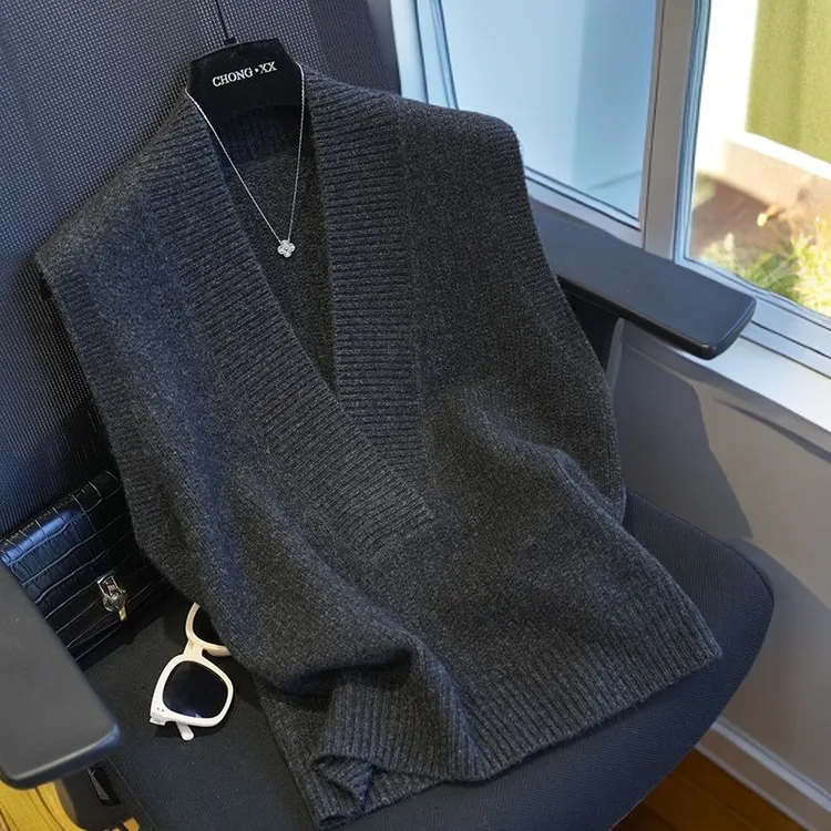 七夕情侣马甲宽松慵懒风马甲V领女秋冬季马夹秋季万能百搭小马甲