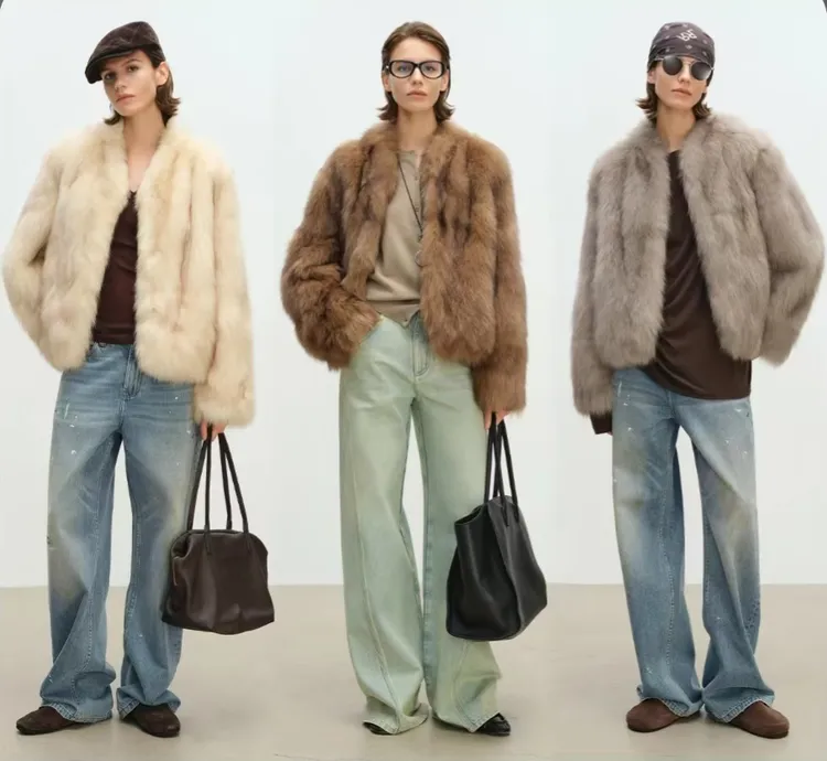 霜华映月2025冬新款毛毛女短款韩系显瘦毛绒上衣女装毛茸茸33587#