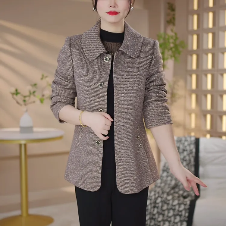 洋气小香风外套女2025年春秋新款韩版气质高端大码中年妈妈上衣