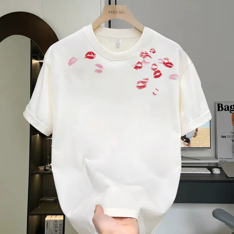 【舒适百搭】2025夏季新款痞帅潮牌印花宽松休闲重磅纯棉短袖T恤