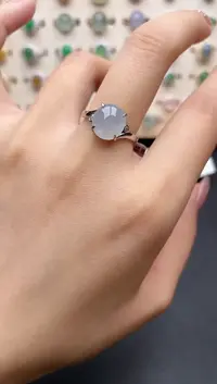 【闪购商品】翡翠戒指银S925镶嵌一物一证一礼盒