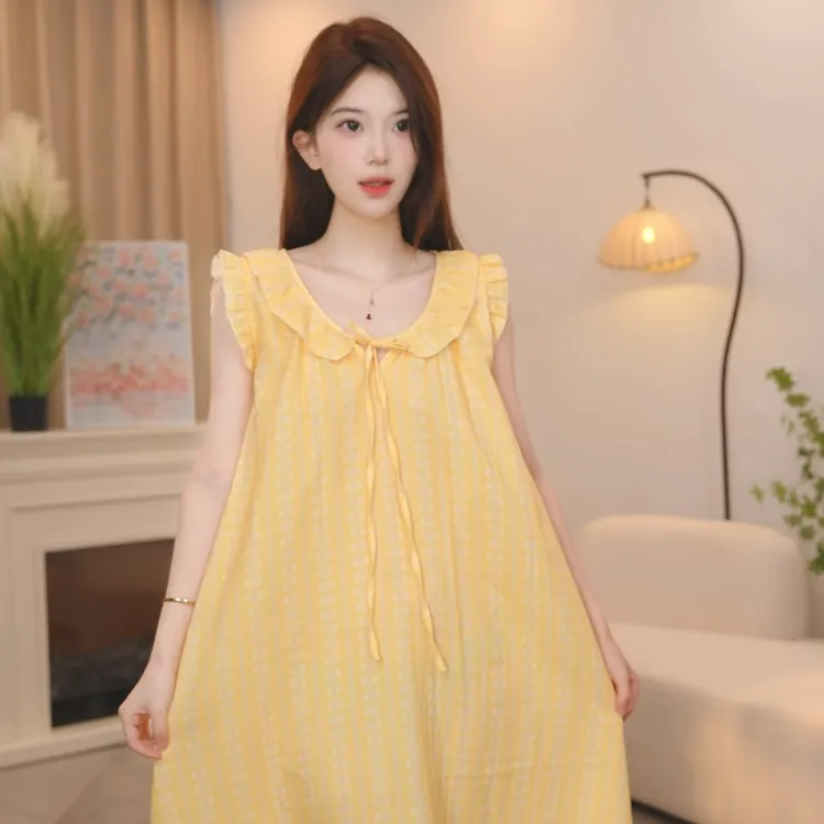 板栗小姐【奶油芙蓉】2025年新款女夏季甜美风高级家居服可外穿睡裙