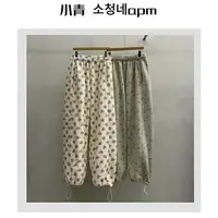 韩国东大门 桃花坞 BRE/小碎花束脚加绒双面摇粒绒裤【加绒！加绒！】